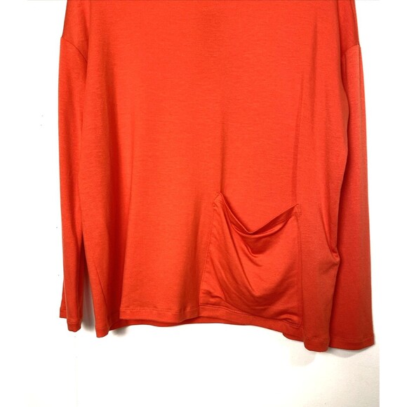 Eileen Fisher Long Sleeve Top Coral Vivrant Orange Size XXS/TTP Tencel NWT - Picture 4 of 14